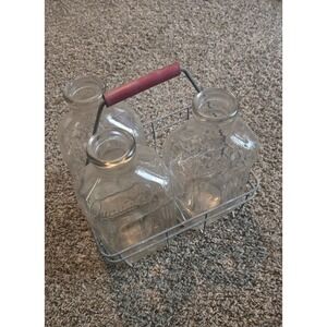 3 Vintage‎ Half Gallon Milk Bottles in Carrier - Quality Dairy